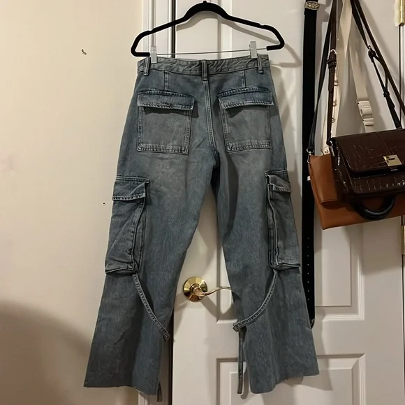 Zara Petite Cargo Jeans with Raw Hem - Picture 5 of 5